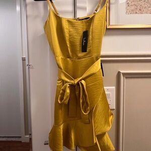 Lulus mini yellow satin dress